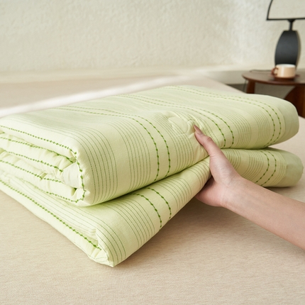 寐绸家纺 2025新款纯棉水洗棉三层密点纹提花大豆纤维夏被四件套 密点夏被-果绿
