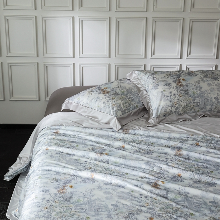 91家纺网 家纺一手货源 找家纺 傲蕾良品 2025新款水光锦冰柔印花夏被 银雪草