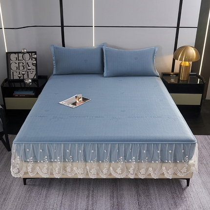 91家纺网 家纺一手货源 找家纺 （总）梵克保罗 2025新款7A抗菌母婴级纯乙纶PE刺绣凉感丝豆豆席 床笠花边款