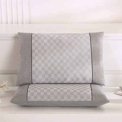 小牛席业 2025新款棋盘格-冰丝夏凉枕（枕套+枕芯）夏凉枕夏凉枕夏天凉枕头竹枕头冰丝枕套藤枕头冰藤枕 灰色35*55cm枕套+枕芯（含枕芯）