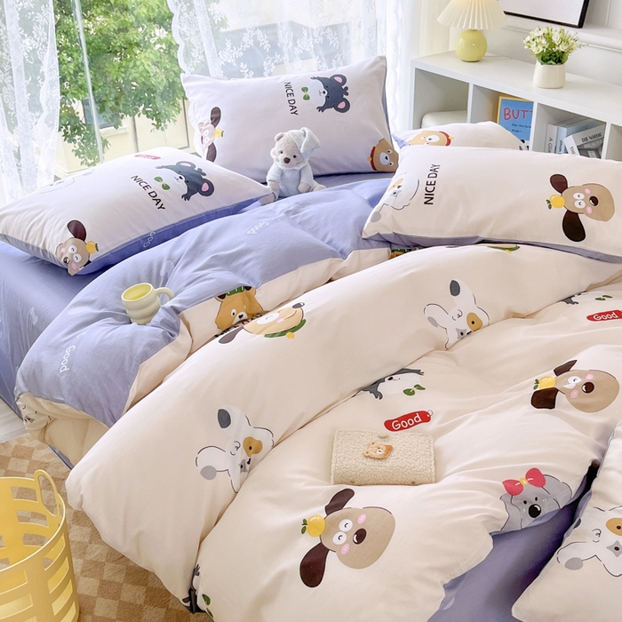 91家纺网 家纺一手货源 找家纺 世爵 2025新款全棉印花小清新单品系列-单被套 可爱联盟