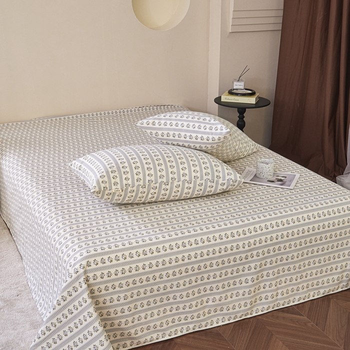 91家纺网 家纺一手货源 找家纺 绒艺席业 2025新款简约原棉印花老粗布床单 陌微