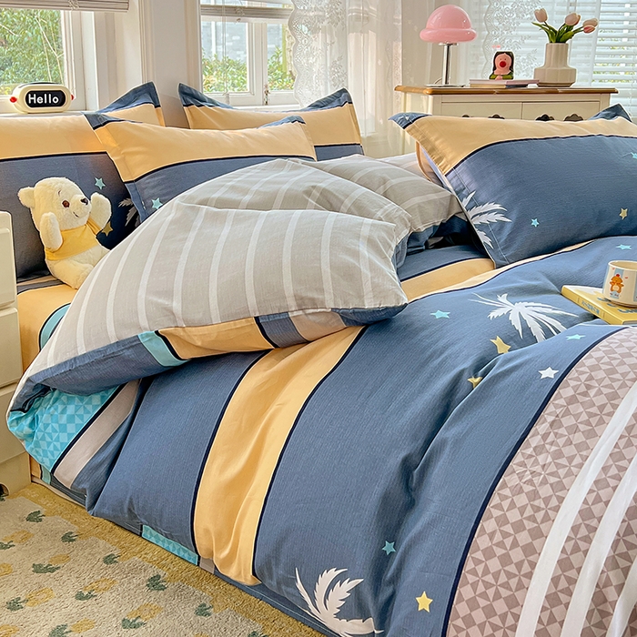 91家纺网 家纺一手货源 找家纺 世爵 2025新款全棉印花小清新单品系列-单被套 漫步云端