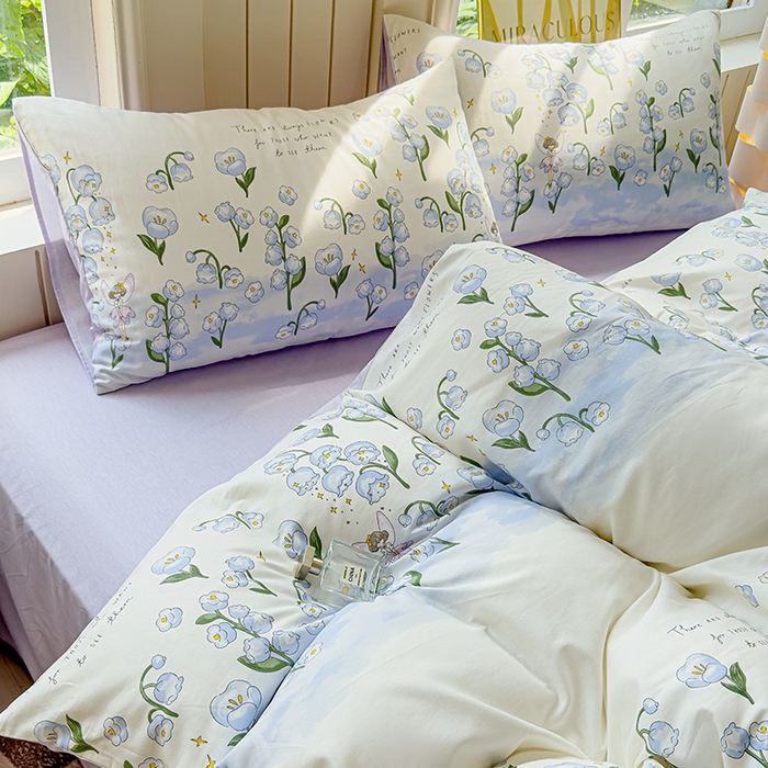 91家纺网 家纺一手货源 找家纺 澳梵家居 2025新款小清新全棉印花四件套 仙子秘境