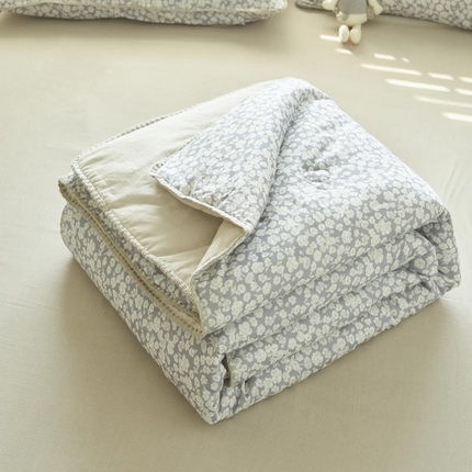 寐绸家纺 2025新款纯棉双层纱印花大豆纤维夏被四件套 双层纱-清雅