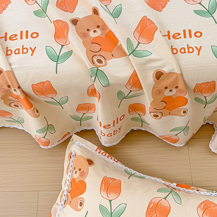 91家纺网 家纺一手货源 找家纺 （总）梵克保罗 2025新款鱼骨棉老粗布凉席花边款床单三件套