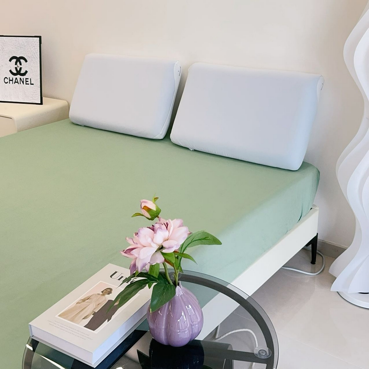 91家纺网 家纺一手货源 找家纺 兜米家居 2025新款纯色全棉床笠 松林绿