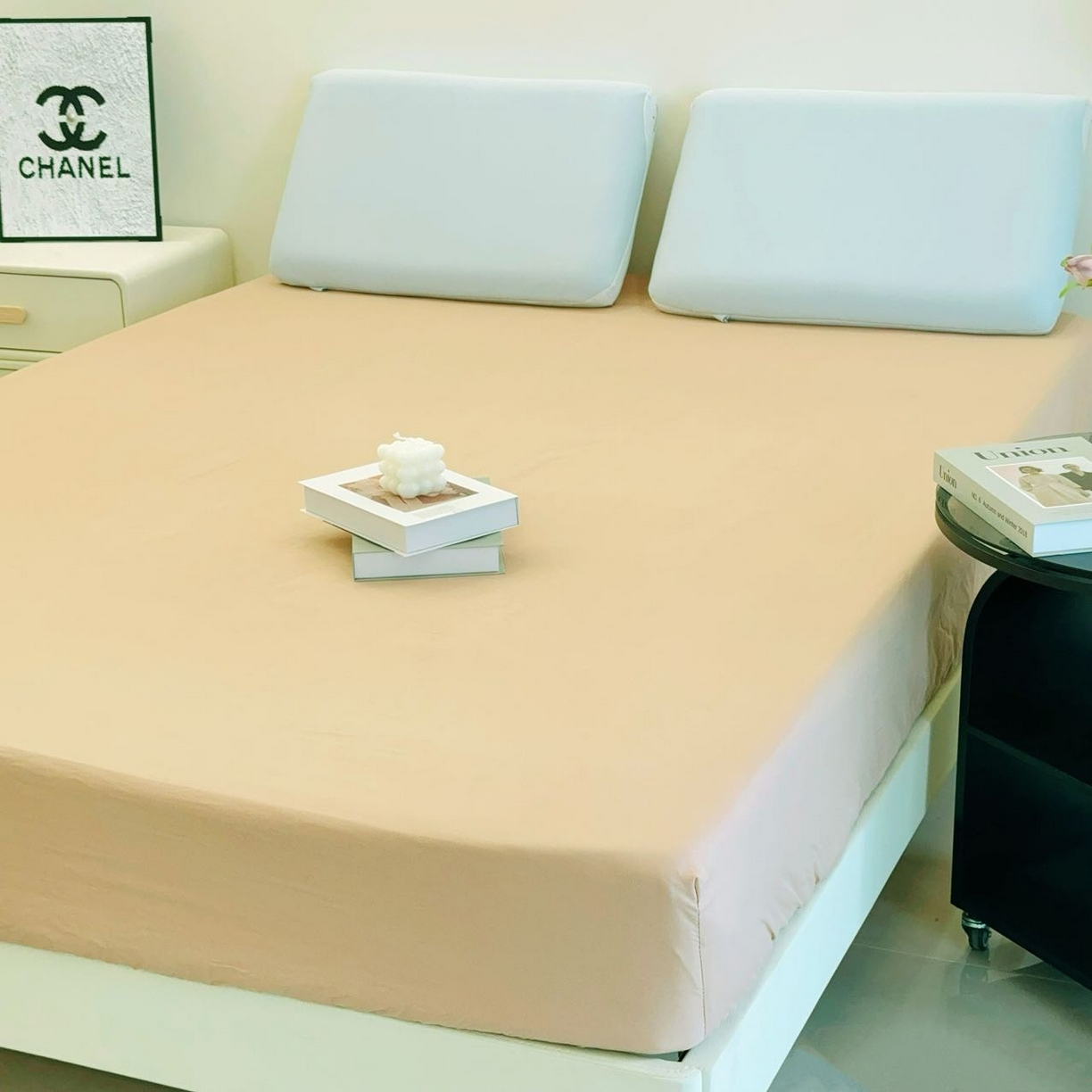 91家纺网 家纺一手货源 找家纺 兜米家居 2025新款纯色全棉床笠 伯爵姜茶