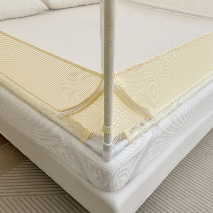 91家纺网 家纺一手货源 找家纺 （总）2025新款双层花边全包围床笠款三开门蚊帐-幽梦星辰