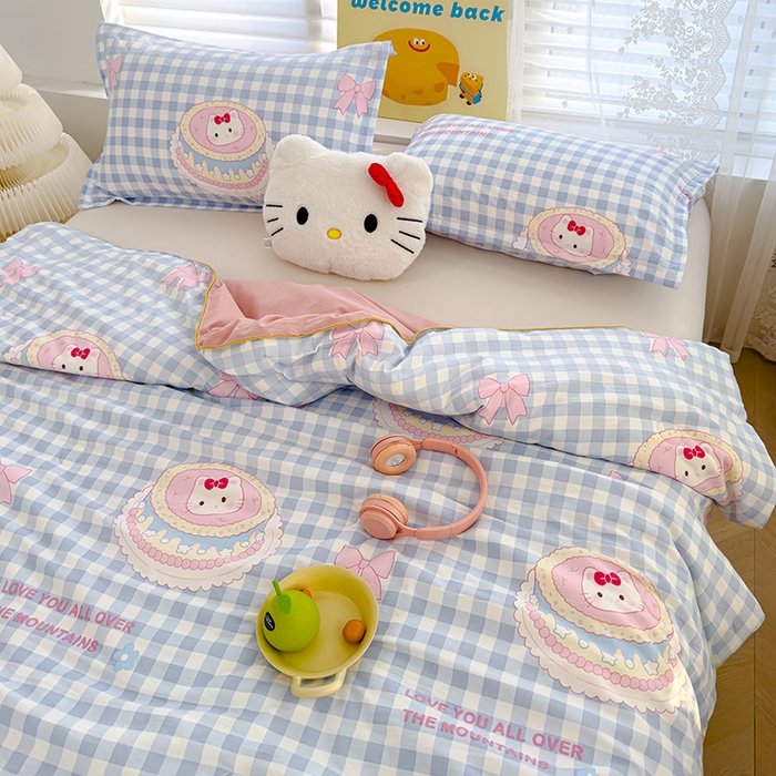 91家纺网 家纺一手货源 找家纺 星巴k家纺 2025新款A类水洗双层纱大豆纤维夏被夏凉被空调被 蛋糕猫