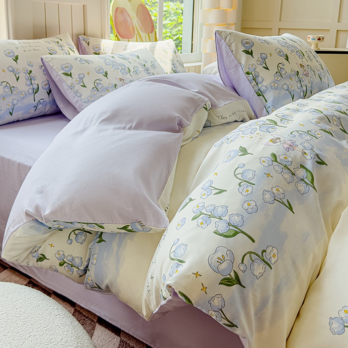 91家纺网 家纺一手货源 找家纺 澳梵家居 2025新款小清新全棉印花四件套 仙子秘境