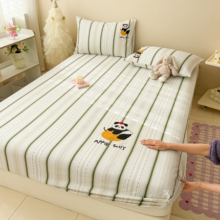 91家纺网 家纺一手货源 找家纺 （总）沐辰 2025春夏新款A类全棉纯棉老粗布烫画单品床笠 床笠单件