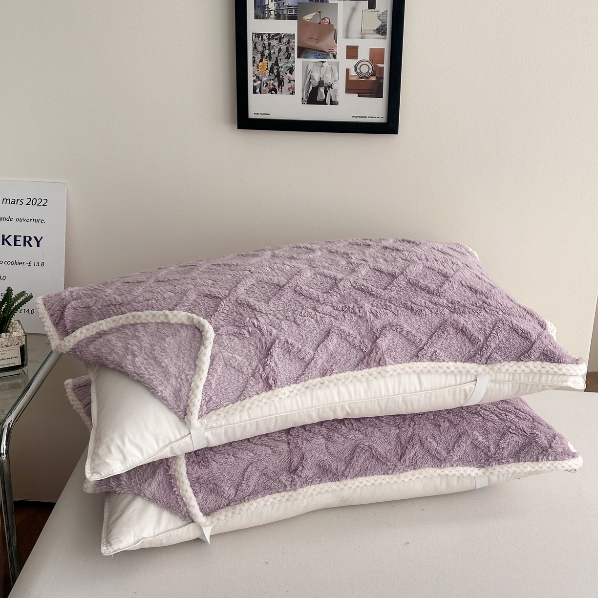 91家纺网 家纺一手货源 找家纺 乐嘉盈 2025新款塔芙绒枕皮 紫色