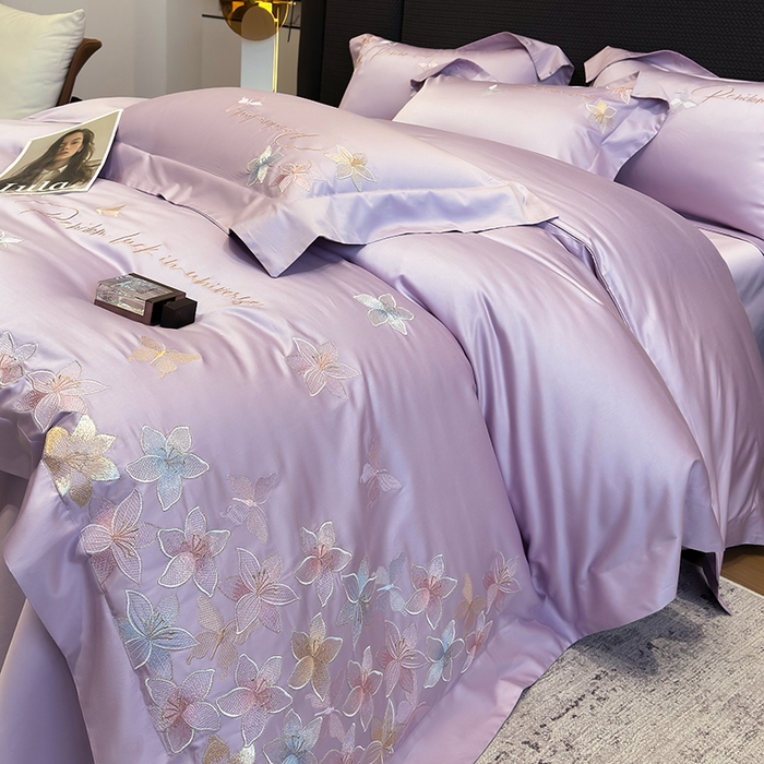 91家纺网 家纺一手货源 找家纺 星蕴家纺 2025新款澳棉正宗长绒棉四件套-诺兰 优雅紫