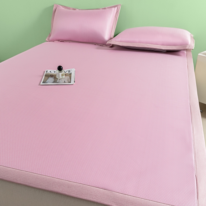 91家纺网 家纺一手货源 找家纺 阿亮家居 2025新款凉席碳光席冰丝席三件套 漫天星-粉