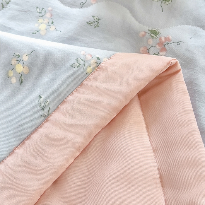 91家纺网 家纺一手货源 找家纺 慕木 2025春夏新款双层纱针织棉夏被夏凉被空调被 蔷薇