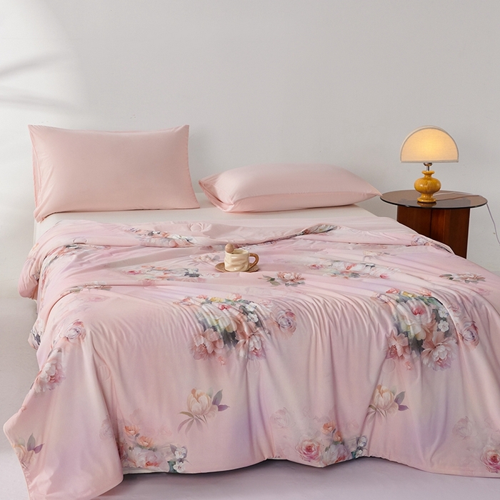 91家纺网 家纺一手货源 找家纺 缔锦家纺 2025新款凉感丝印花夏被 暮云花香