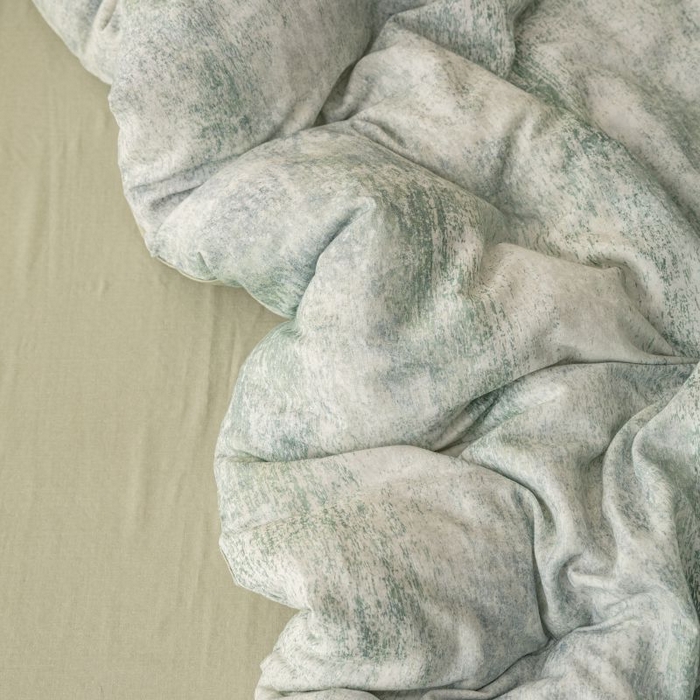 91家纺网 家纺一手货源 找家纺 2025新款40s全棉双层纱圆角吊边款四件套 浮生-灰绿