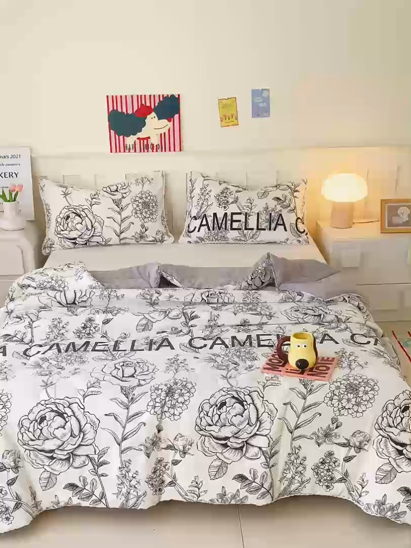 91家纺网 家纺一手货源 找家纺 佰亿莱  2025春夏新款水洗棉羽丝绒小花边夏被夏凉被空调被 初悦