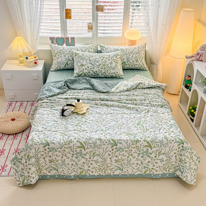 91家纺网 家纺一手货源 找家纺 洺兰家居 2025新款A类全棉印花麻绳款夏被四件套 半夏