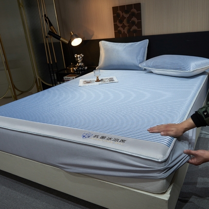 91家纺网 家纺一手货源 找家纺 （总）小萌虎 2025新款碳光抗菌冰丝凉席床笠