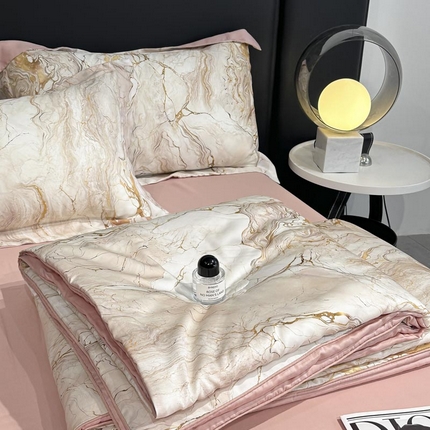 寐绸家纺 2025新款50兰精天丝数码印花大豆纤维夏被 天丝夏被-轻奢石纹