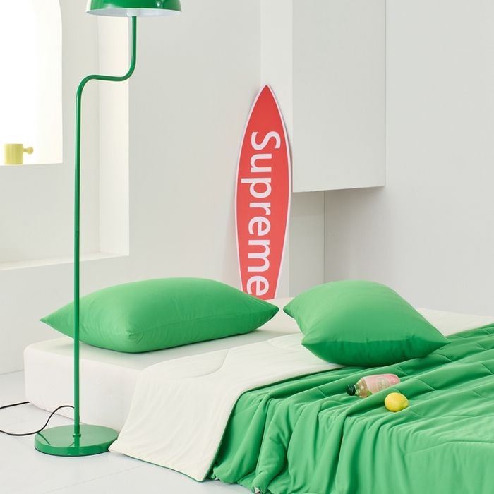 91家纺网 家纺一手货源 找家纺 LADYCOCO可可家居 2025新款多巴胺色系凉感夏被 绿洲（绿色+牙白）