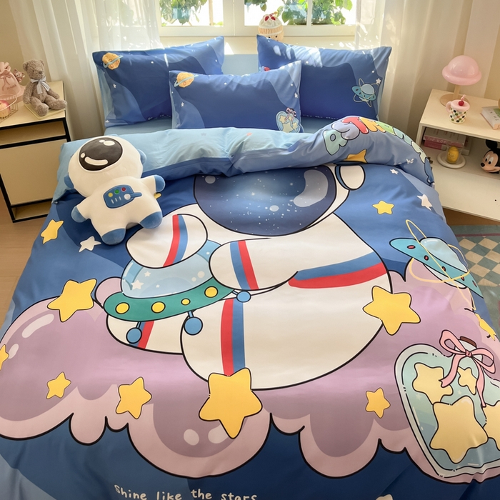 91家纺网 家纺一手货源 找家纺 博雅 2025新款纯棉宇航员四件套 星际宇航员