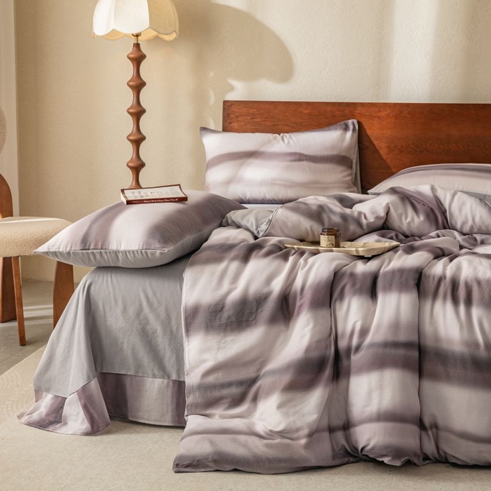 91家纺网 家纺一手货源 找家纺 2025新款40s全棉双层纱圆角吊边款四件套 流年-咖