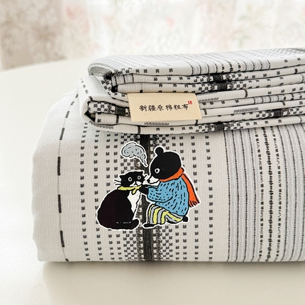 91家纺网 家纺一手货源 找家纺 （总）沐辰 2025春夏新款A类全棉纯棉老粗布烫画单品床单 床单单件