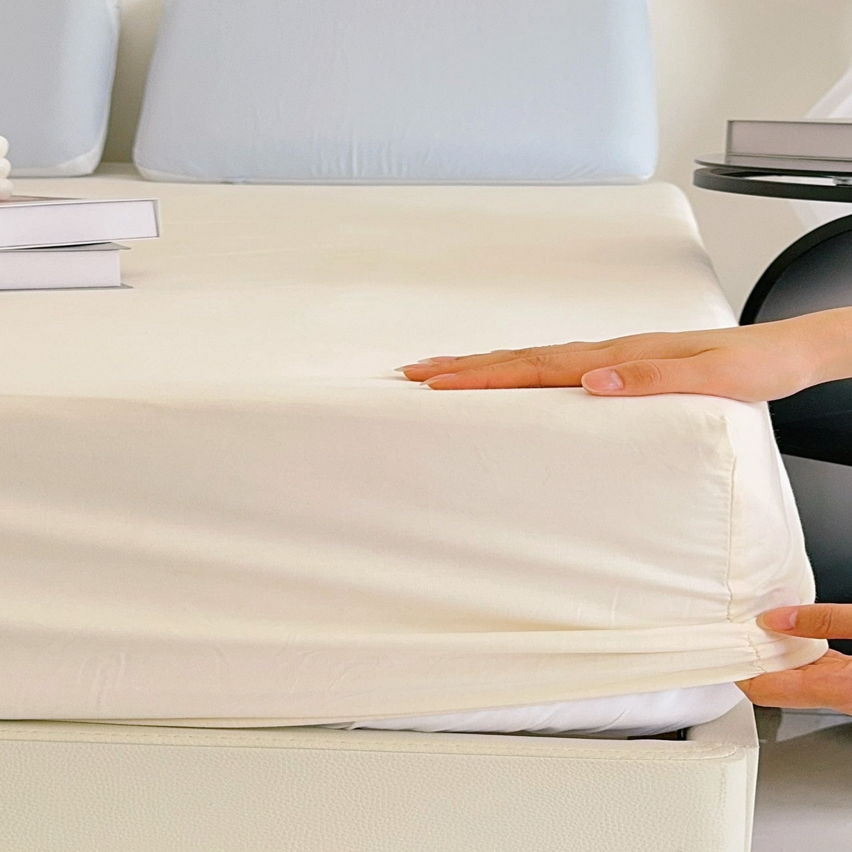 91家纺网 家纺一手货源 找家纺 兜米家居 2025新款纯色全棉床笠 生椰姜茶