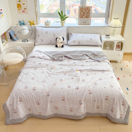 慕木 2025春夏新款双层纱针织棉夏被夏凉被空调被 皮皮狗