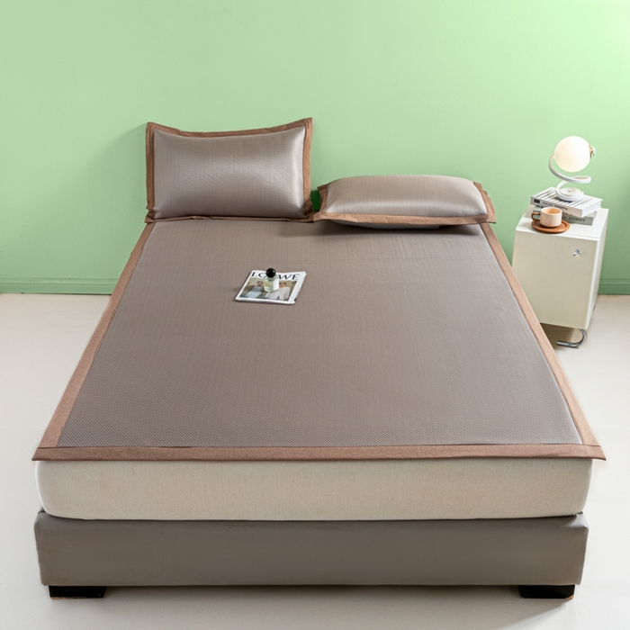 91家纺网 家纺一手货源 找家纺 阿亮家居 2025新款凉席碳光席冰丝席三件套 漫天星-咖