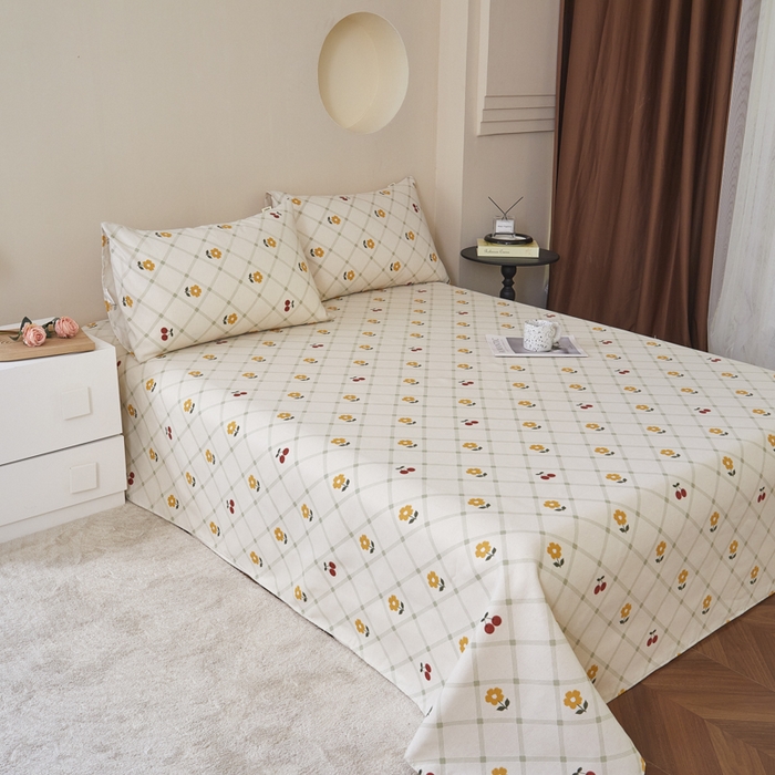 91家纺网 家纺一手货源 找家纺 绒艺席业 2025新款简约原棉印花老粗布床单 小黄花