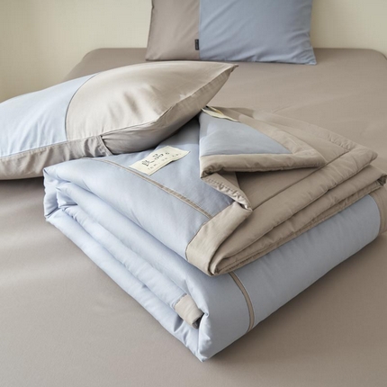 91家纺网 家纺一手货源 找家纺 （总）寐绸家纺 2025新款纯棉水洗北欧拼接撞色大豆纤维夏被四件套