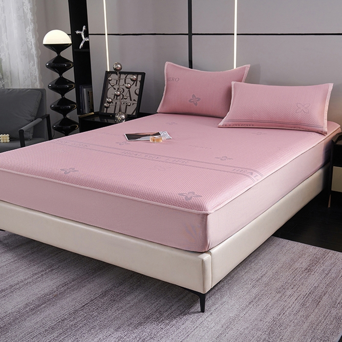 91家纺网 家纺一手货源 找家纺 （总）梵克保罗 2025新款7A抗菌母婴级纯乙纶PE刺绣凉感丝豆豆席 床笠款