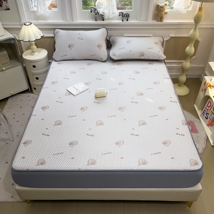 孩子王家纺 2025新款冰丝席提花冰豆豆床单床笠-抱抱龙系列 抱抱龙-岩硕咖床笠
