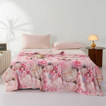 缔锦家纺 2025新款凉感丝印花夏被 温情花语