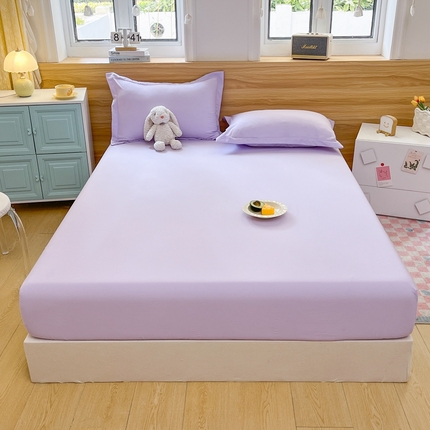 默忆 2025新款针织双层纱印花糯小棉床笠 熏衣紫