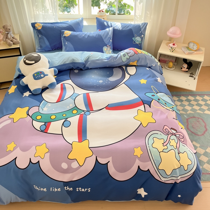 91家纺网 家纺一手货源 找家纺 博雅 2025新款纯棉宇航员四件套 星际宇航员