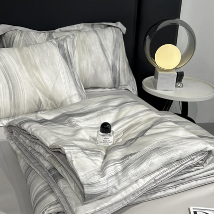 寐绸家纺 2025新款50兰精天丝数码印花大豆纤维夏被 天丝夏被-曲线纹