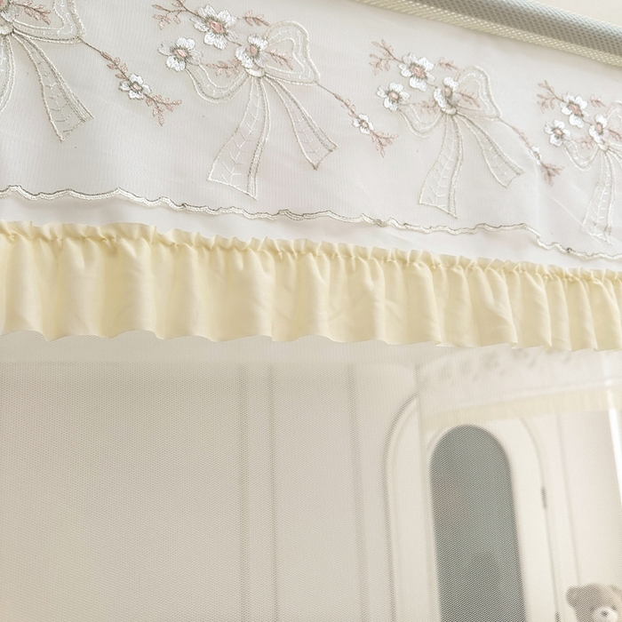 91家纺网 家纺一手货源 找家纺 （总）2025新款双层花边全包围床笠款三开门蚊帐-幽梦星辰