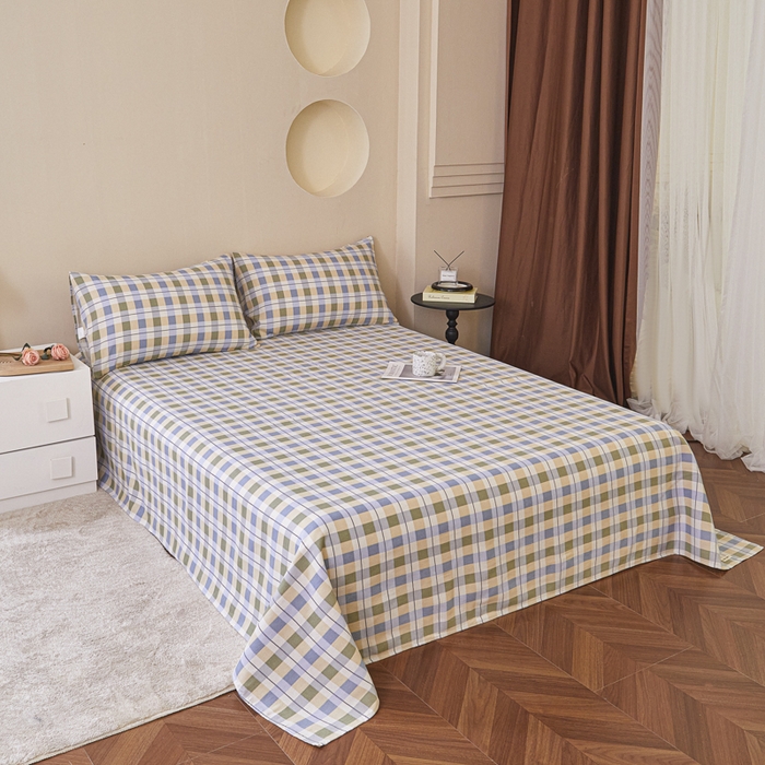 91家纺网 家纺一手货源 找家纺 绒艺席业 2025新款简约原棉印花老粗布床单 简兮米