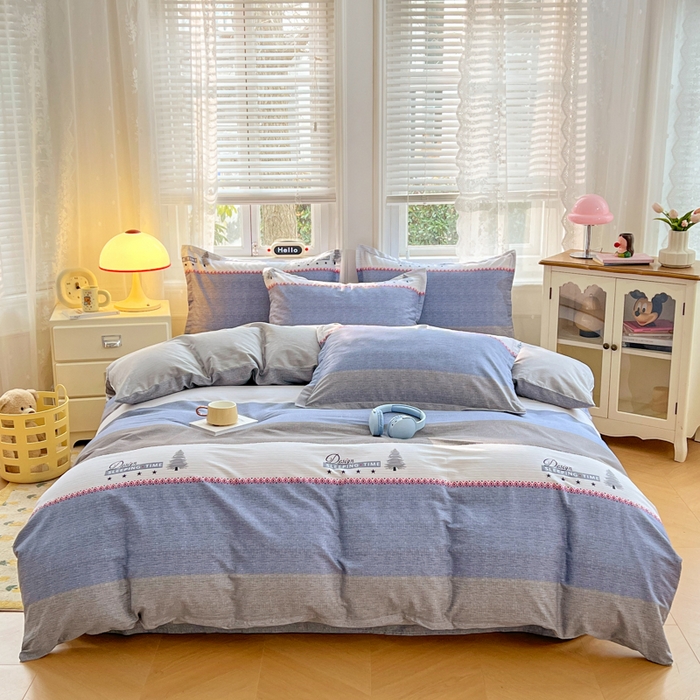 91家纺网 家纺一手货源 找家纺 世爵 2025新款全棉印花小清新套件系列-四件套 尤里卡