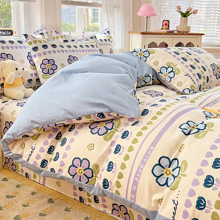 91家纺网 家纺一手货源 找家纺 世爵 2025新款全棉印花小清新套件系列-四件套 洛丽塔