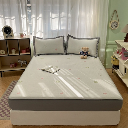 孩子王家纺 2025新款冰丝席提花冰豆豆系列床单床笠 小春日和床笠