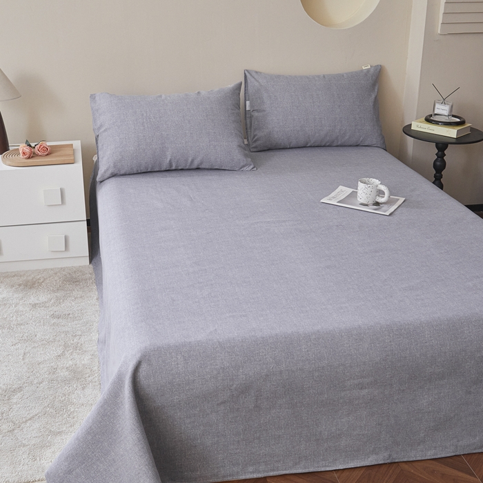 91家纺网 家纺一手货源 找家纺 绒艺席业 2025新款简约原棉印花老粗布床单 灰原