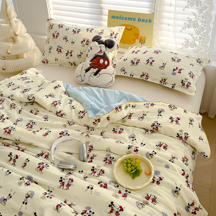 91家纺网 家纺一手货源 找家纺 星巴k家纺 2025新款A类水洗双层纱大豆纤维夏被夏凉被空调被 米奇