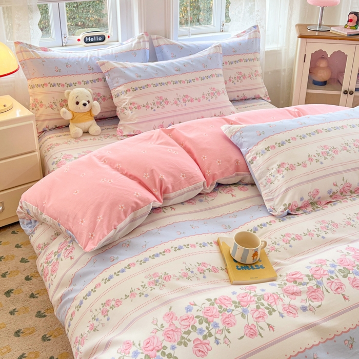 91家纺网 家纺一手货源 找家纺 世爵 2025新款全棉印花小清新单品系列-单被套 爱枝花语