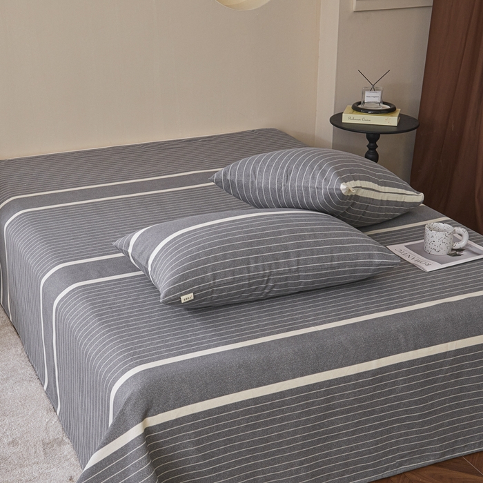 91家纺网 家纺一手货源 找家纺 绒艺席业 2025新款简约原棉印花老粗布床单 冷灰